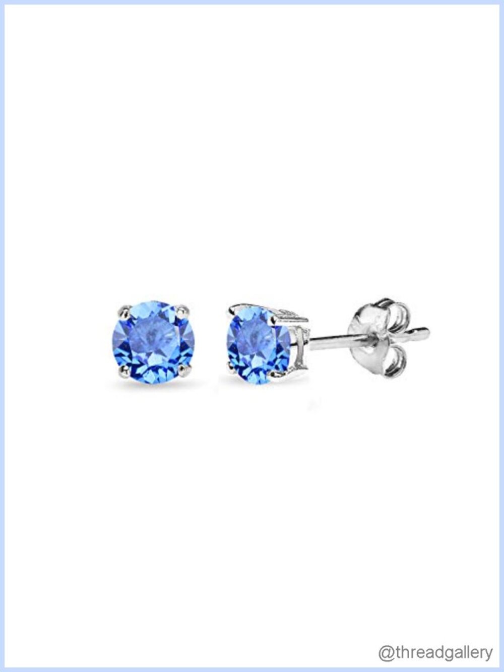 Sterling Silver Crystal Stud Earrings 4mm Round Birthstone Set